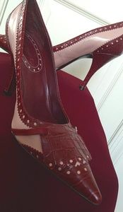 Nine West Burgundy & Pink Spectator pumps sz 7 1/2